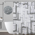 Naturoom Grey Shower Curtains W 72 x H 72,Modern Geometric Curtain Set Grey and White Shower Curtains for Bathroom Decor,Water Repellent Fabric Washable Bath Curtain,72x72