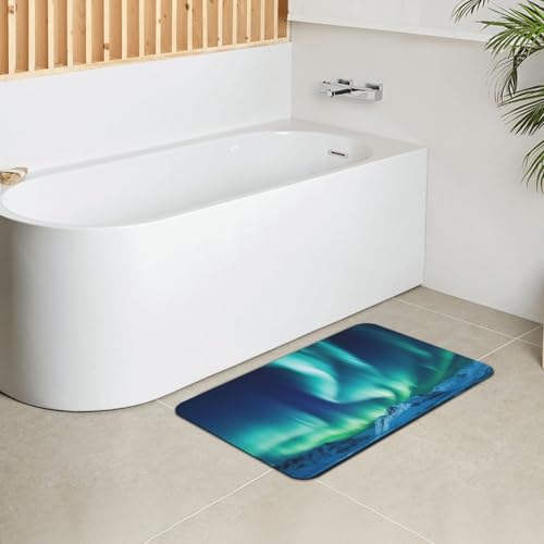 Stone Bath Mats for Bathroom Diatomaceous Earth Bath Mat Super Absorbent Floor Mat Northern Lights Stone Drying Mats Quick Drying Diatomite Shower Mat for Bathtub Pad 15.7x23.6in - color: Northern Lights