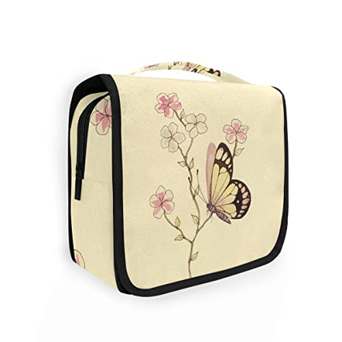senya Hanging Travel Toiletry Bag Kit Makeup Case Cosmetics Organizer for Men Women - color: Butterfly Watercolor