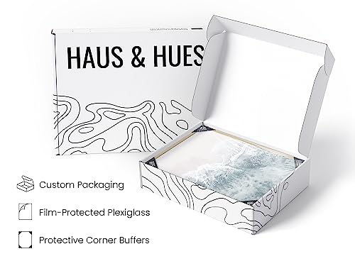 HAUS AND HUES Beach Wall Decor - Set of 3 Pictures Art, Ocean Coastal Nature Modern Poster, Beach Art for Living Room, Bedroom, Office, Kitchen (Beige Frame, 12x16) - color: Ocean, size: 12"L x 16"W, style: Beige Framed