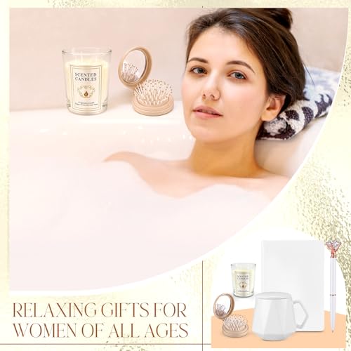 Twistover 16 Pcs Birthday Gifts for Women: Luxury Robe & Blanket Spa Gift Basket for Women -scented Candle, Mug, Notebook, Pillowcase & Spa Accessories(Champagne) - color: Champagne