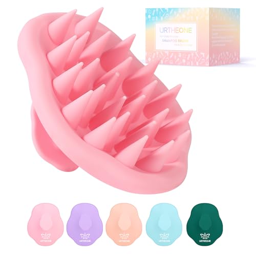 URTHEONE Scalp Massager Shampoo Brush for Hair Growth,Soft Silicone Scalp Scrubber Shower Brush for Women Men Kids Stress Relax&Scalp Exfoliator,Scalp Scrubber for Dandruff Removal (Pink) - color: Pink