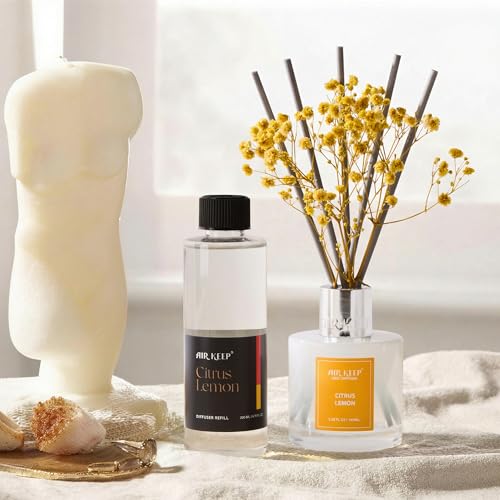 Airkeep Citrus Lemon Reed Diffuser Refill – 6.76 fl oz – Premium Scented Oil for Home Aromatherapy – Long-Lasting Fragrance for Reed Diffusers – Perfect for Bathroom, Bedroom & Home Decor - size: 6.76Ounce/1 pack