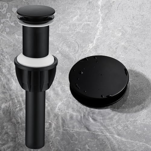 TIORIY Vessel Sink Drain Without Overflow, Plastic Bathroom Pop up Sink Drain Fit for 1 3/4 Inch Vessel Sink, Built-in Anti Clogging Sink Stopper, Matte Black - color: No Overflow Black