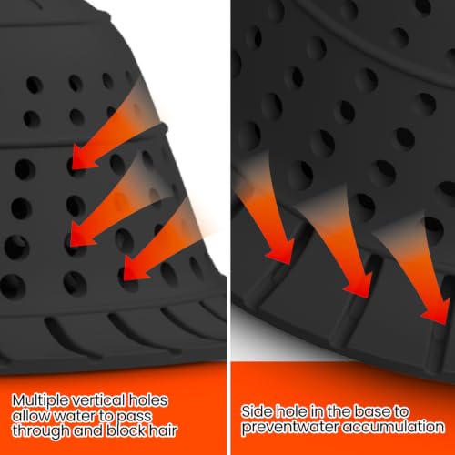 Shower Drain Hair Catcher - Bathtub Drain Cover Foldable Silicone，Shower Drain Protector for Pop-Up and Regular Drains of Shower,Tub, Bathroom, Sink, Silver-Black - color: Silver-black