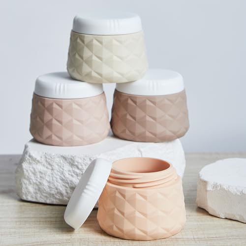 Silevoler Travel Size Containers for Toiletries, 1.7oz TSA Approved Travel Size Toiletries Silicone Cosmetic Cream Jars, Leak-Proof Refillable Containers W/Clear Bag (CREAM, 3OZ) - color: CREAM