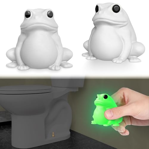 boeemi Frog Toilet Bolt Covers Decorative Glow in The Dark- 2PCs Toilet Screw Caps Luminous Green PLA Cute Bathroom Decor Accessories Push-on Install - style: White Frog