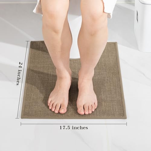 chakme Bathroom Rugs Mat U-Shaped 24x17, Ultra ThinNon Slip Bath Mat Small Quick Dry Absorbent Bath Matfor Bathroom Floor, (Dark Beige, U-24"x17") - color: Dark Beige, size: 1'5" x 2' (U-Shape)