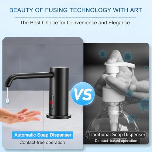 Automatic Soap Dispenser Touchless for Kitchen Bathroom Sink Built in Electric Soap Dispenser Infrared Sensors Liquid Commercial Dispenser with Bottle and Pump 33.81oz/1000ml (Black) - color: Liquid-black