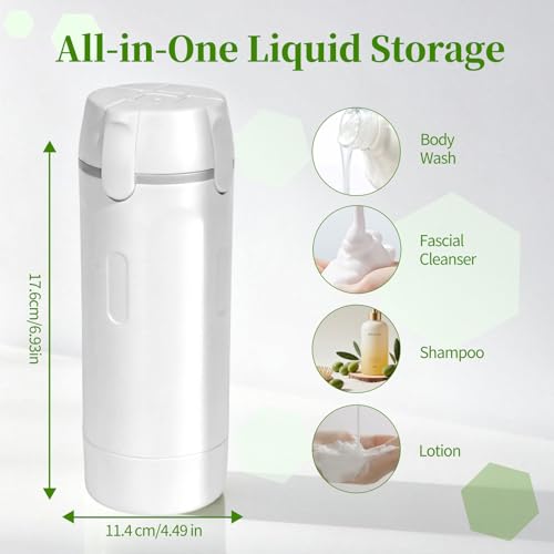 4 in 1 Travel Dispenser, Travel Bottles for Toiletries, Leak Proof Refillable Dispenser Set for Shampoo Conditioner Lotion Cream, Portable Containers for Vacation and Business Travel (White)