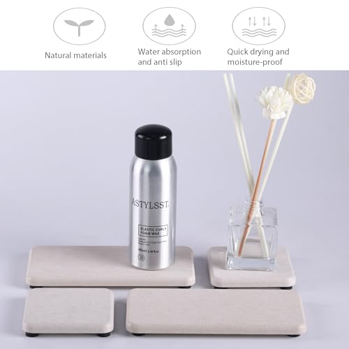 NiuYichee Set of 4 Water Absorbent Diatomite Coasters, Diatomaceous Earth Kitchen Soap Dish, Bathroom Trays, Water Absorbing Stone Used for Hand Soaps & Plants & Toiletries in The Modern Home - color: Set of 4 Light Grey