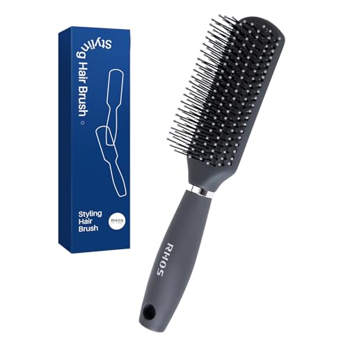 RHOS Hair Brush for Men - Detangler Hair Brush for Styling/Massage - Nylon Bristles for Wet & Dry Hair, Bangs, Thin, Short Hair - Gray - color: 1 Pack-Gray