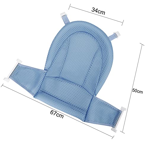Adjustable Baby Bath Support Mesh Sling Non-Slip Infant Bathtub Shower Net Breathable Newborn Bath Cushion Pad Quick Drying Bathing Sling for Toddler Aged 0-3 (No Bathtub) - color: blue
