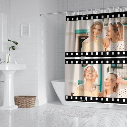 Personalized Shower Curtain Set Custom Photo Shower Curtains Modern Minimalist Home Bathroom Curtain Decor with 12 Hooks 72 Inch Wide * 72 Inch High - color: 2 Photo-2, size: 72"W x 72"L (Pack of 1)