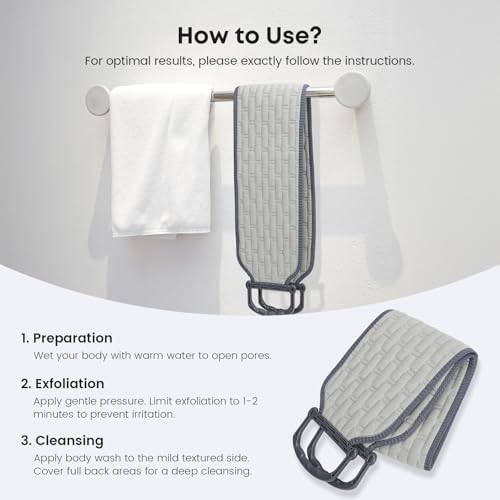 eaxun Exfoliating Back Scrubber with Plastic Handles for Shower, 36 Inches Wider Bath Back Exfoliator Body Cleaner for Men, Women and Elderly, Dual-Sided Roughness Back Washer for Deep Cleansing - size: Large