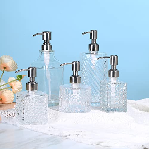 YunNasi Soap Dispenser with Stainless Steel Pump, Clear Crystal Design, Vintage and Elegant, Refillable Liquid Hand Soap Dish Soap Dispensers for Bathroom Counter, Kitchen Sink (Style 3) - color: Style 3