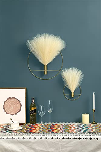 Pretty Jolly Boho Wall Decor, Wall-Mounted Metal Art, Hanging Artificial Pampas Display, Living Room, Bedroom, Bathroom, Diningroom, Fake Faux Plant 2 Pack Black Brown | Hanging Planter Display, For Living Room, Bedroom, Bathroom, Dining room, 2 Pack Blac