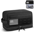 Tactical Toiletry Bag for Men, Travel Hygiene Bag with Double-layer, Large Capacity Hanging Toiletry Bags Water-Resistant Shaving Dopp Kit with EDC Molle Pouches, Bathroom Shower Makeup Bag, Black