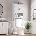 Yardenaler Over-The-Toilet Storage Shelf with Doors, Bathroom Freestanding Space Saver Organizer with Adjustable Shelf, White - color: White