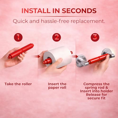 Red Toilet Paper Holder Spring Rod | Toilet Paper Roller Replacement | Standard & 7 Inch Size Toilet Paper Holder Replacement Rod | Roll Extender fits Extra Large Bathroom Tissue Rolls - color: Red
