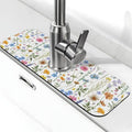 Spring Flower Colorful Leaves 15" X 5.5" Kitchen Sink Splash Guard Faucet Faucet Guard Draining Mat Sink Splash Guard Faucet Kitchen Bathroom - color: Spring Flower Colorful Leaves
