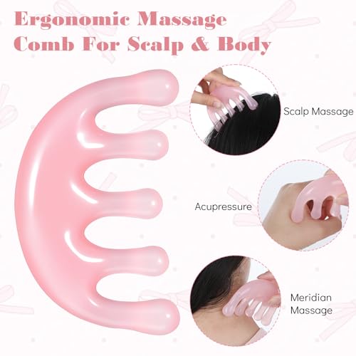 2 Pcs Resin Massage Comb Scalp Massage Tool for Scalp Care Muscle Relaxation Gua Sha Meridian Massage-Tool for Head and Neck