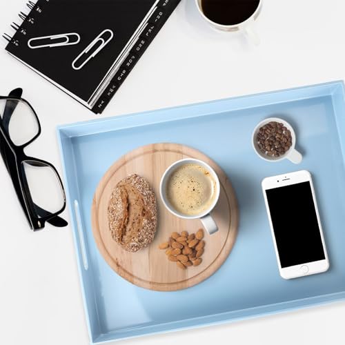 Spsyrine Serving Tray with Handles, Plastic Decorative Tray for Coffee Table, Living Room, Home Decor, 3040B - color: Multi B