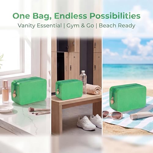 RSRSLEII Stardust Twinkle Jelly Travel Makeup & Toiletry Bag, Waterproof PVC Cosmetic Bag/Case for Women，Zipper SPF Beach Bag for Sunscreen Skincare and Daily Essentials (04Green) - color: 04Green