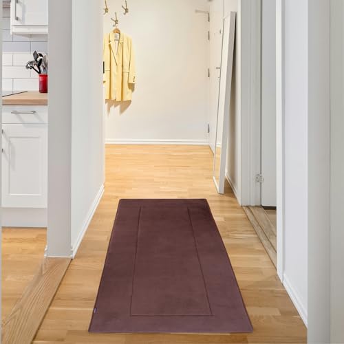 Soft Hallway Runner Rug,Washable Floor Rugs, Non Slip Memory Foam Rug,Super Water Absorption, Suitable for Bathroom Mat, Entrance,Kitchen, Living Room Decor(2x6ft Brown) - color: New Brown, size: 2' x 6' (Rectangular)