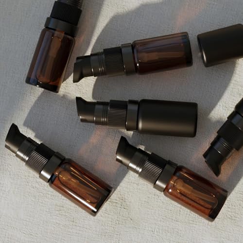 6Pack 10ml Amber Glass Pump Bottle,1/3oz Small Dispenser, Travel Refillable Pump Botttles for Toiletries, Lotions,Sercums,Essential Oils - color: 10ml Amber(6pcs)