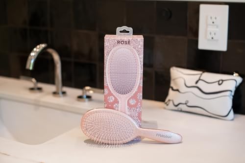 FRAMAR Glitter Hair Brush Detangler, Detangling Hairbrush For Women, Wet Hair Brush For Girls, Hair Detangler Brush, Wet Hairbrush, Hairbrushes, Reduces Frizz – Rosé - color: Rose Gold