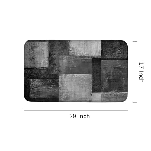 Abstract Black Grey White Bath Rug, Modern Minimalist Art Floor Mat Non-Slip Microfiber Soft Plush Bathroom Mat Carpets Floor Mat for Bedroom Kitchen Bathroom Toilet 17x29 Inch - color: Black Grey