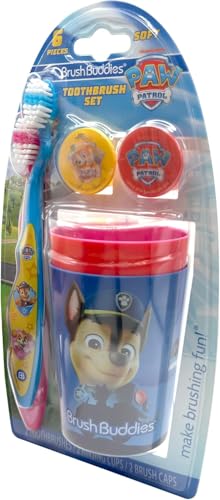 Brush Buddies Paw Patrol Manual Toothbrush and Cup Set for Kids Ages 2+ – Soft Bristles, Easy-Grip Handle, Fun Character Design, Toddler Oral Care Set for Boys and Girls