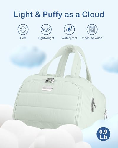 TOPDesign Travel Toiletry Bag for Women, Puffer Large Toiletry Bag, Lightweight Cosmetic Makeup Organizer with Handle for Traveling, Accessories, Essentials, Toiletries (Serene Blue) - color: Serene Blue