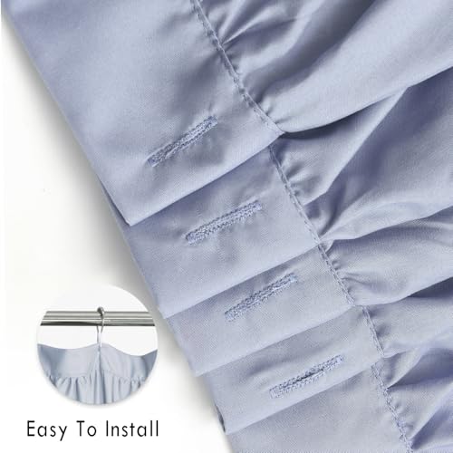 Homechoice Decor Fog Blue Ruffle Shower Curtain, Vintage Handcrafted Bow Tie Bath Curtain for Master Bathroom, Ruched Microfiber Bathroom Curtain with 12 Buttonholes, 72" W x 72" H (LQ-10) - color: Fog Blue, size: 72"W x 72"L (Each Curtain)