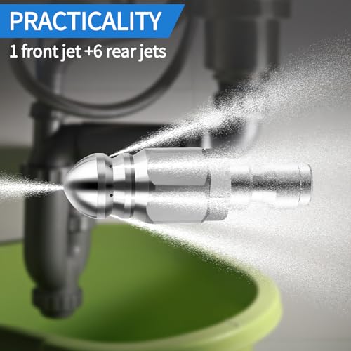 Sewer Jetter Nozzle,Stainless Steel,Drain Augers, Sewer Pipe Dredging and Cleaning Tools for Pipe Unclogging - Drain Clog Remover | Hair Clog Remover | Toilet Clog Remover （Type A） - style: A