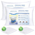 Mediflow Fiber Water Pillow - Adjustable Pillow for Neck Pain Relief, Pillow for Side, Back, and Stomach Sleepers, The Original Inventor of The Water Pillow (2 Pillows, 2 Aloe Vera Pillow Covers) - size: Value Pack – With Pillow Covers