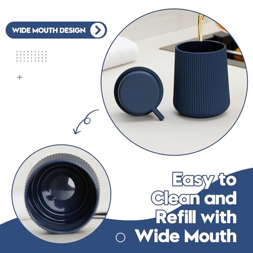 YAUKPH Striped Foaming Hand Soap Dispenser with Leak-Proof Pump for Bathroom and Kitchen Countertop 11oz Navy Blue - color: Blue, size: Foaming Dispenser