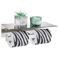 Angle Simple Bathroom Toilet Paper Holder, SUS 304 Stainless Steel Toilet Tissue Roll Holder with Storage Shelf, Wall Mount - color: Brushed Nickel, size: Double Rod