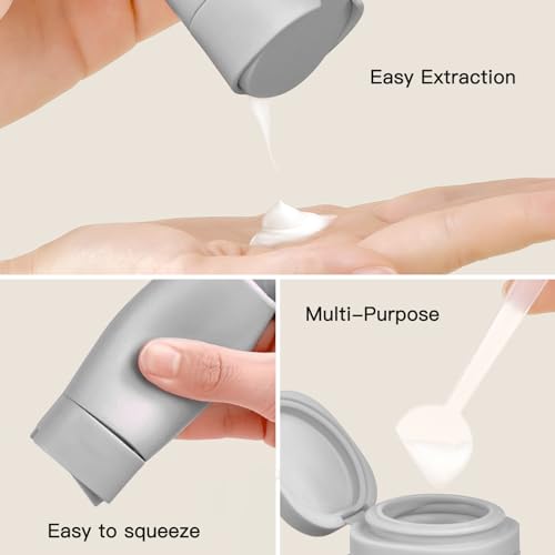 Travel Bottles for Toiletries, 5 Pack Travel Size Containers, TSA Approved Leak Proof - Silicone Toiletry Containers with Clear Bag for Shampoo, Conditioner & Lotion, Travel Essentials - color: Grey