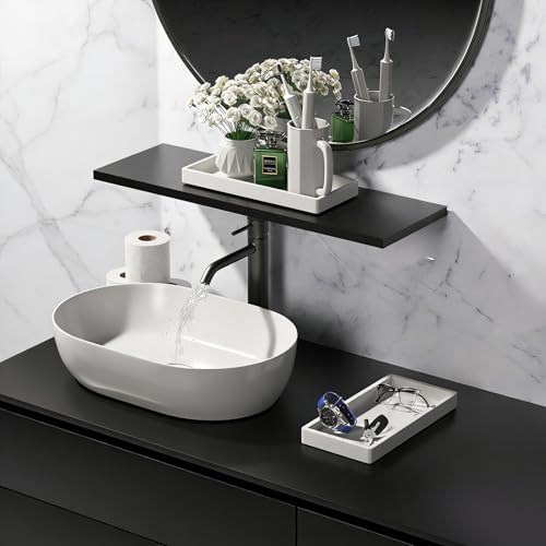 BBK Bathroom Vanity Tray 7.8 in - 2 Pack(Small) Silicone Bathroom Tray for Counter, Perfume Key Trinket Ring Tray, Decor Soap Dispenser Countertop Tray for Kitchen Sink Organization (White) - color: White (2-pack Small)