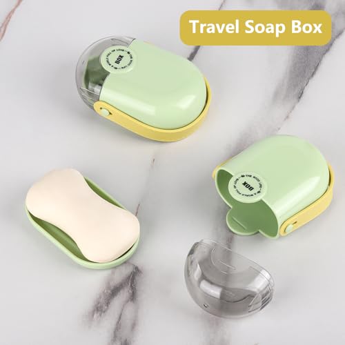 Tbestmax 2 Pack Travel Soap Case, Soap Container with Lid, Portable Bar Soap Holder & Soap Dish with Silicone Handle for Shower, Gym, Camping Essentials, Hiking, Travel Accessories -Green - color: Green