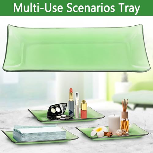 Haturi Bathroom Accessories Set, 4 Pcs Green Glass Bathroom Accessory Set Complete w/Lotion Soap Dispenser, Toothbrush Holder, Qtip Holder, Vanity Tray, Gold Bathroom Decor, Gift for Home Apartment - style: Light Green