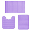 RUN HELIX Lavender Bathroom Rug Set 3 Pieces Ultra Soft, Striped Non Slip Memory Foam Toilet Mat, Absorbent Plush Shaggy Bath Mats for Bathroom, Bedroom, Kitchen - color: Lavender