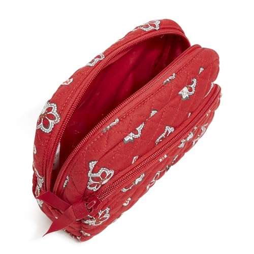 Vera Bradley Women's Cotton Nfl Medium Cosmetic Makeup Organizer Bag (Multiple Teams Available) - color: Dk Red/Black Bandana with Tampa Bay Buccaneers, size: One Size