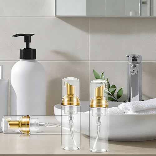 3Pcs Foam Pump Bottle, Portable Travel Size Pump Bottle, 60ml / 2 oz Empty Refillable Plastic Mousse Foam Soap Dispenser Pumps for Hand Soap, Shampoo, Lash Cleanser Skin Care