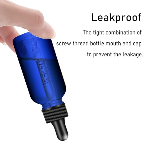 Bumobum Dropper Bottle 2 oz, 2 pack Blue Glass Eye Dropper Bottles with Labels and Funnel, Leakproof Tincture Bottles with Measured Dropper - color: Blue