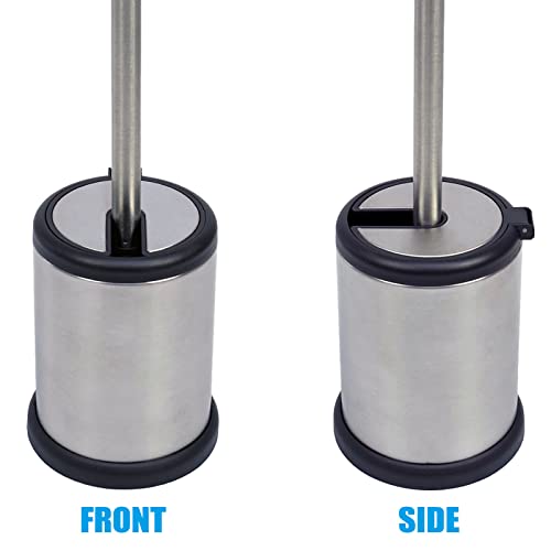 Casaphoria Stainless Steel Toilet Bowl Brush and Holder set for Deep Cleaning,Bowl Scrubber Brush with Lid for Bathroom,Deluxe Freestanding Toilet Brush and Plunger Combo - style: Stainless Steel_handle