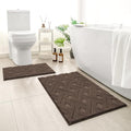 HOMEIDEAS Brown Bathroom Rug Set 2 Piece, Soft Microfiber Tufted Bath Mats, Super Absorbent Non Slip, Machine Washable Bathroom Rugs for Tub, Shower and Floor, 20" x 32" Plus 16" x 24" - color: Brown