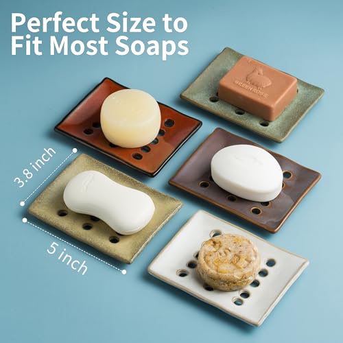Soap Holder, Ceramic Soap Dish for Shower, Japanese Soap Tray with Self Drain for Sponges, Bath Tub, Bathroom, and Kitchen Sink, Purple - color: Purple, size: with Drain Holes